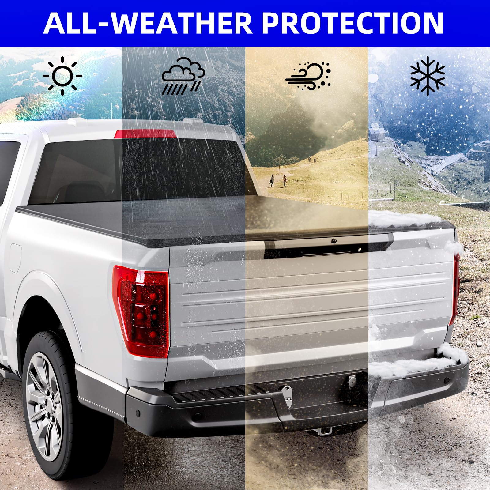 Soft Roll Up Truck Bed Cover for 2015-2020 Ford F-150 Styleside 5.5' Bed | Waterproof & Durable Black Tonneau Cover | Perfect for Hauling, Camping & Outdoor Adventures