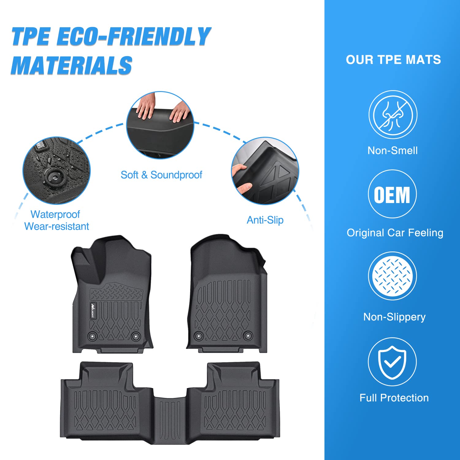 Nilight Custom Fit All-Weather Heavy Duty TPE Floor Mats for Dodge Durango & Jeep Grand Cherokee (2016-2023) - Durable Car Floor Liners for Off-Road, Daily Commute and Family Road Trips