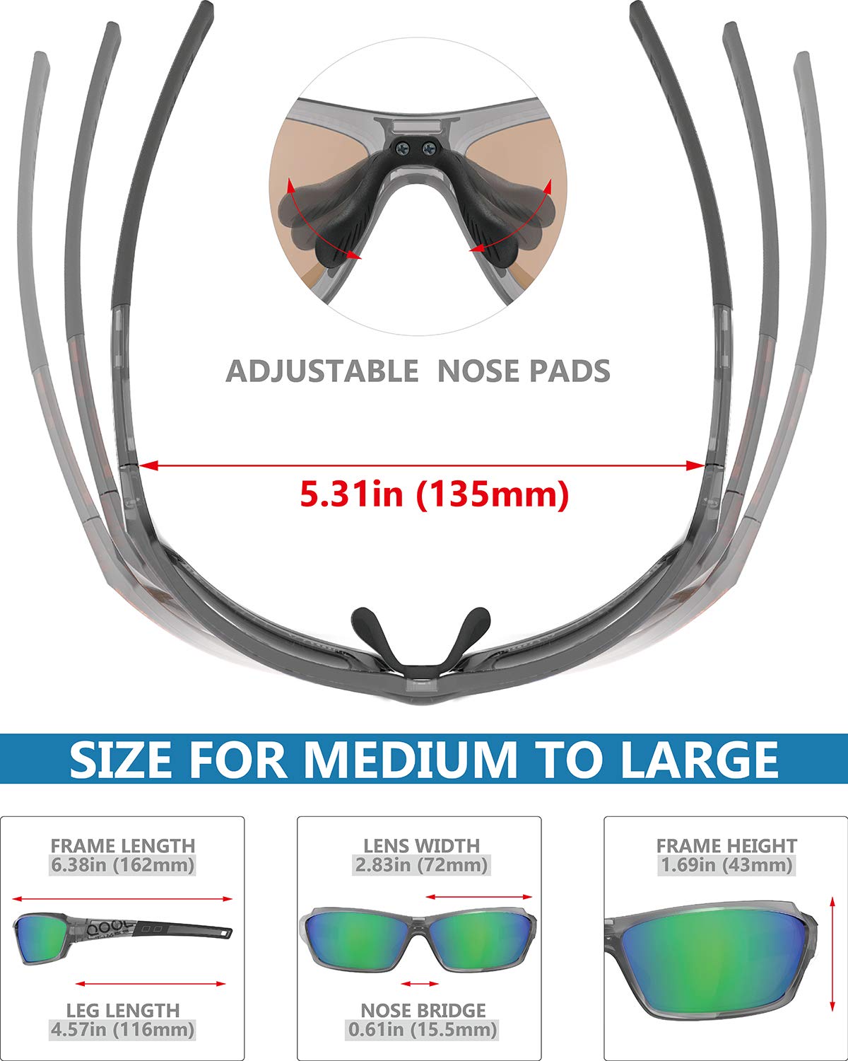 Polarized Fishing Sunglasses for Women & Men - UV Protection, Anti-Glare for Driving, Running, Golf & Cycling - Perfect for Outdoor Sports & Beach Activities
