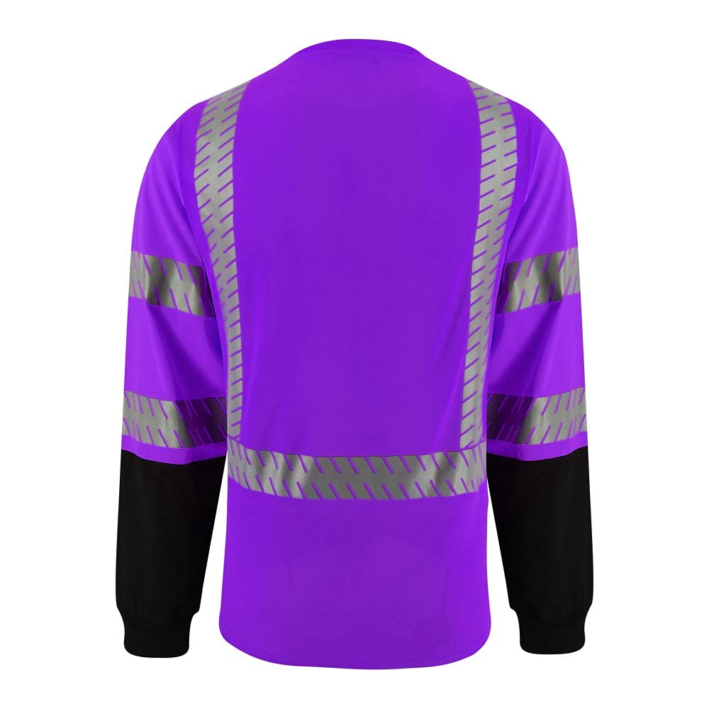 ANSI Class 3 High Visibility Safety Shirts with Reflective Strips - Black Construction Work Shirts for Men | Ideal for Road Work, Night Construction & Emergency Response Teams