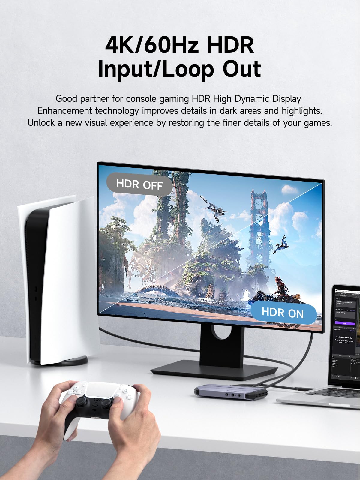 Hagibis HDMI 2.1 Video Capture Card 4K@60Hz HDR VRR - 4K 60FPS Game Streaming Device with RGB Pass-Through & 100W PD Charging for Xbox PS5 Switch ROG Ally Steam Deck PC - Perfect for Live Streaming, Gaming Content Creation and Video Recording (THB05)