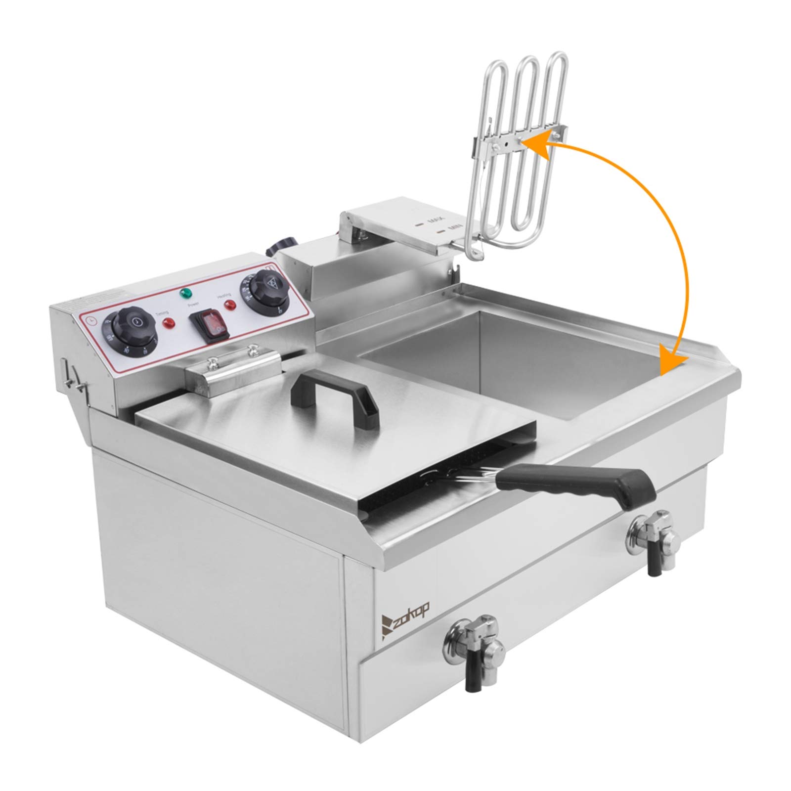 Commercial-Grade 3400W Stainless Steel Double Tank Electric Deep Fryer with Basket - 24.9QT/23.6L Oil Capacity for Restaurants, Food Trucks & Catering Businesses - Perfect for Frying Chicken, Fish, Fries & Donuts