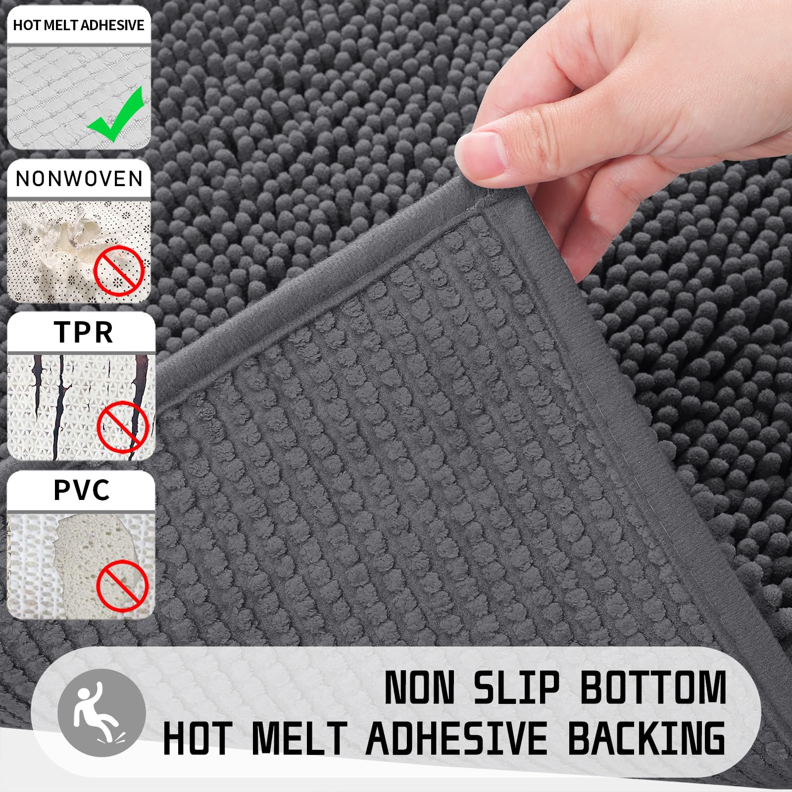 Luxury Chenille Shaggy Bathroom Rug Mat - 32