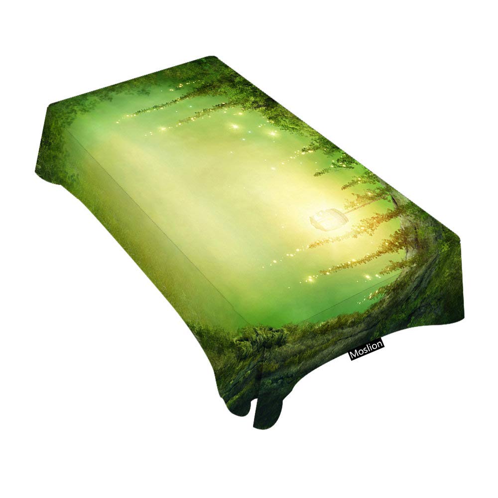 Enchanted Forest Tablecloth - 60x84 Inch Rectangle Decorative Table Cover with Fairy & Tree Design for Dining, BBQ, Picnic, Coffee Table - Waterproof & Washable for Indoor/Outdoor Use