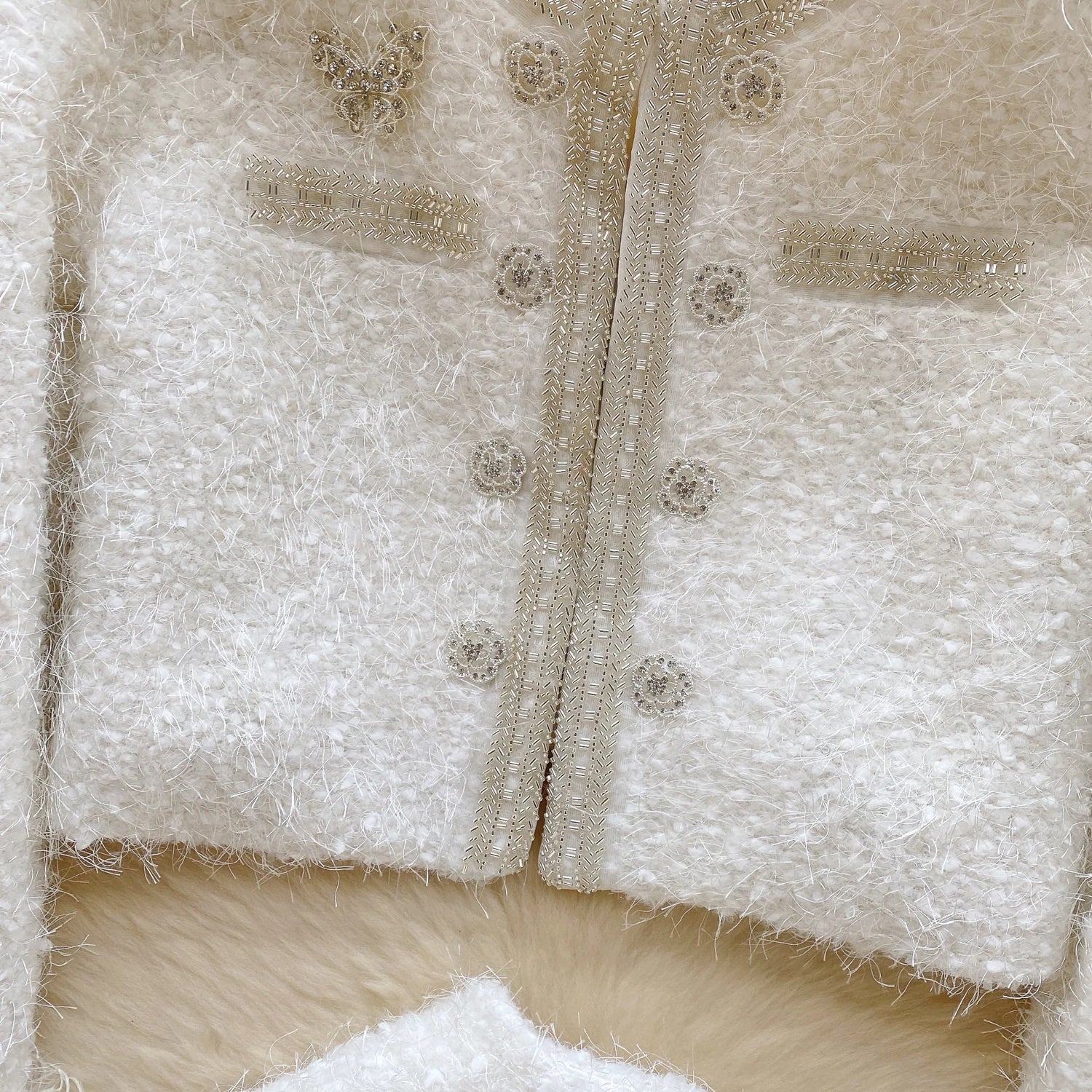 Vintage White 2-Piece Women's Outfit - Elegant Pink Round Neck Cardigan Coat & Zipper Mini Skirt Set | Fall Winter Party Fashion | Perfect for Holiday Gatherings, Date Nights & Office Wear