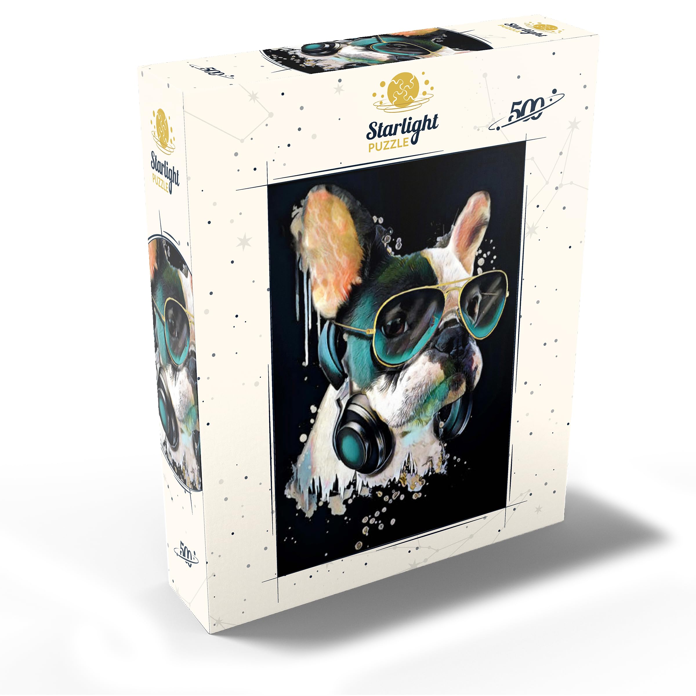 MyPuzzle French Bulldog Wearing Headphones - 500 Piece Premium Jigsaw Puzzle for Adults | Fun Brain Teaser & Stress Relief Activity for Home, Office or Gift