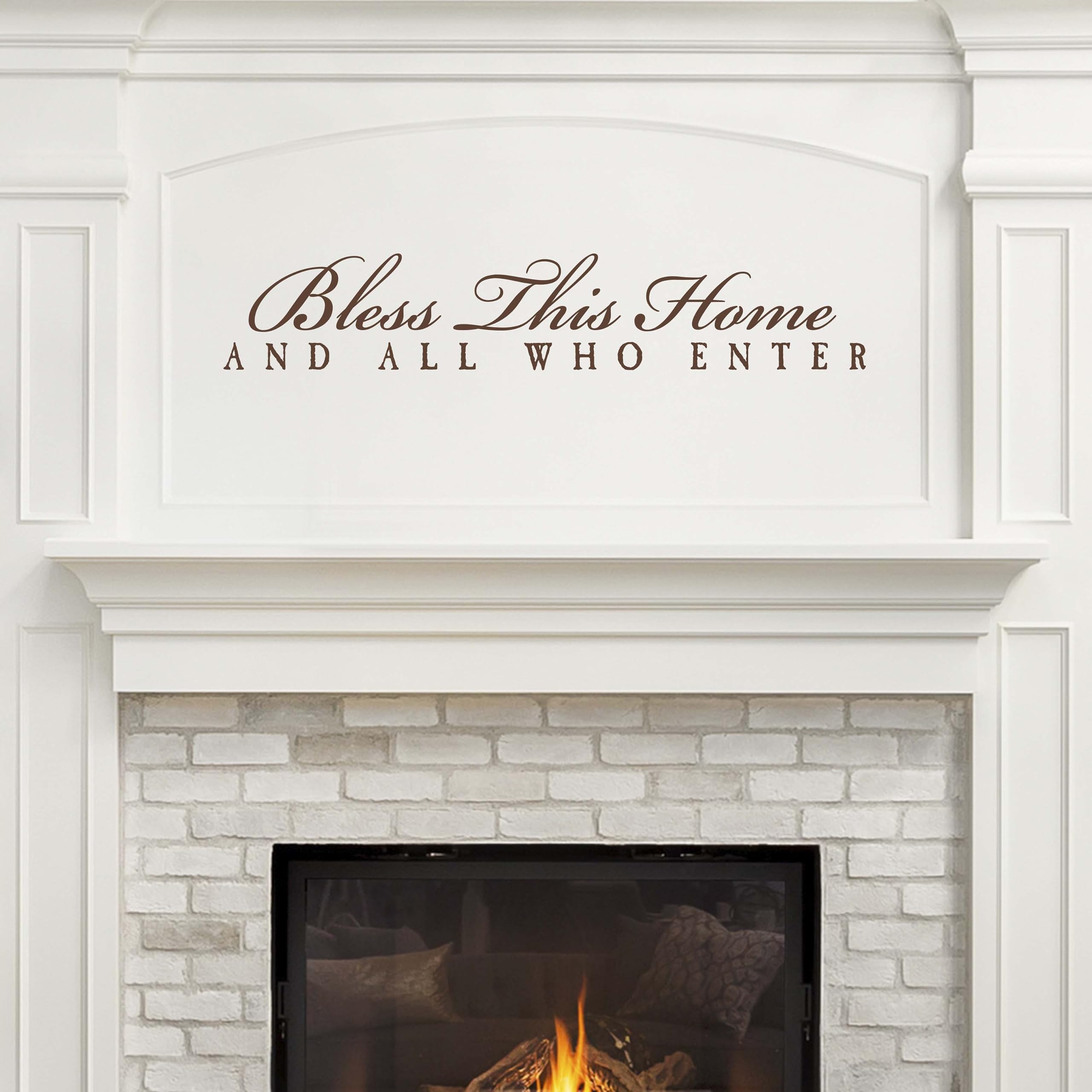 Bless This Home and All Who Enter Wall Decal - Brown Vinyl Wall Sticker for Living Room Decor | Inspirational Home Decoration for Entryway, Bedroom & Nursery