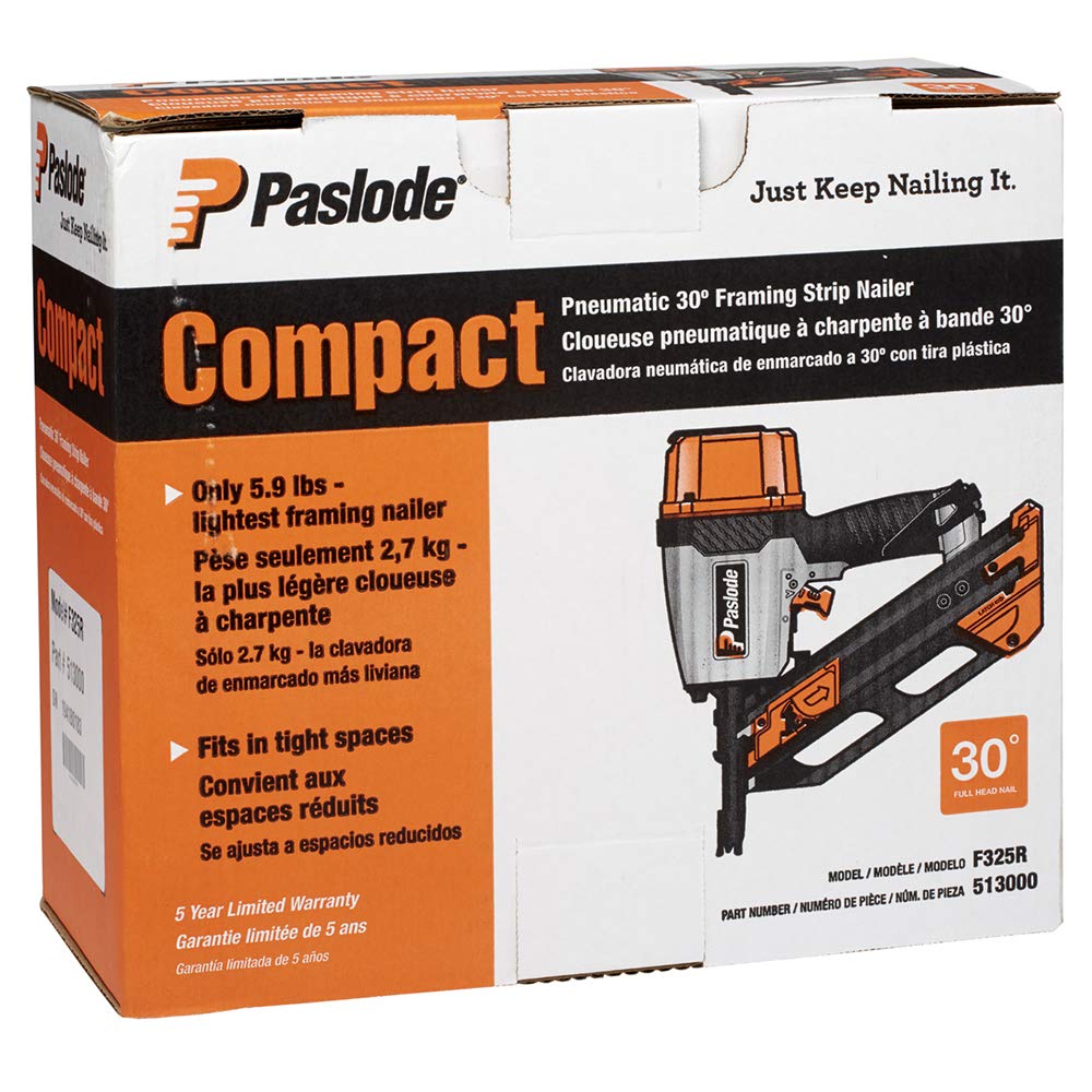 Paslode F325R Pneumatic Framing Nailer - 513000 Air Compressor Powered Nail Gun for Wood Framing, Roofing & Construction Projects