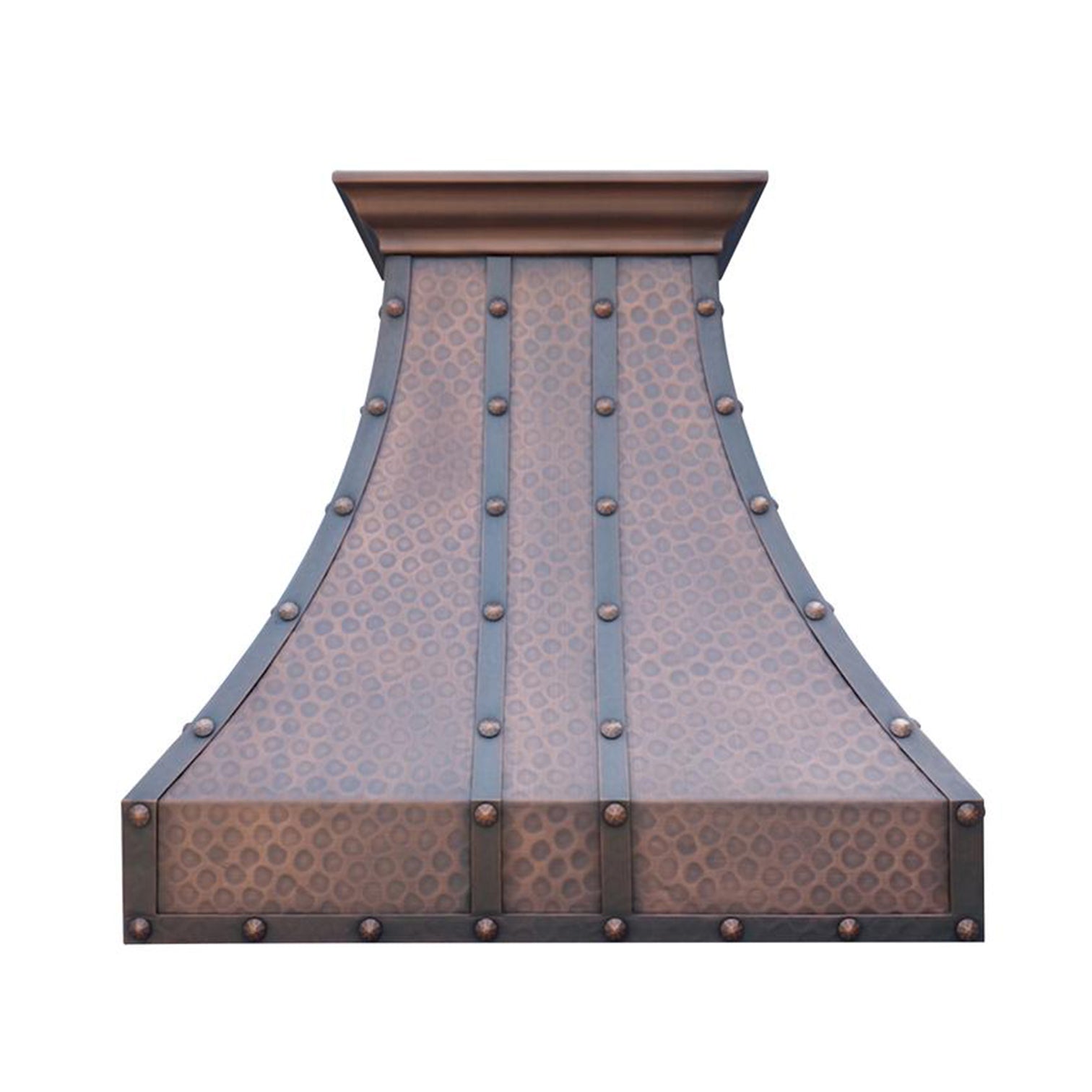 Vintage Copper Range Hood with Iron Straps & Rivets - Rustic Custom Kitchen Hood for Farmhouse Style - Perfect for Mary Ann's Country Kitchen & Restaurant Decor