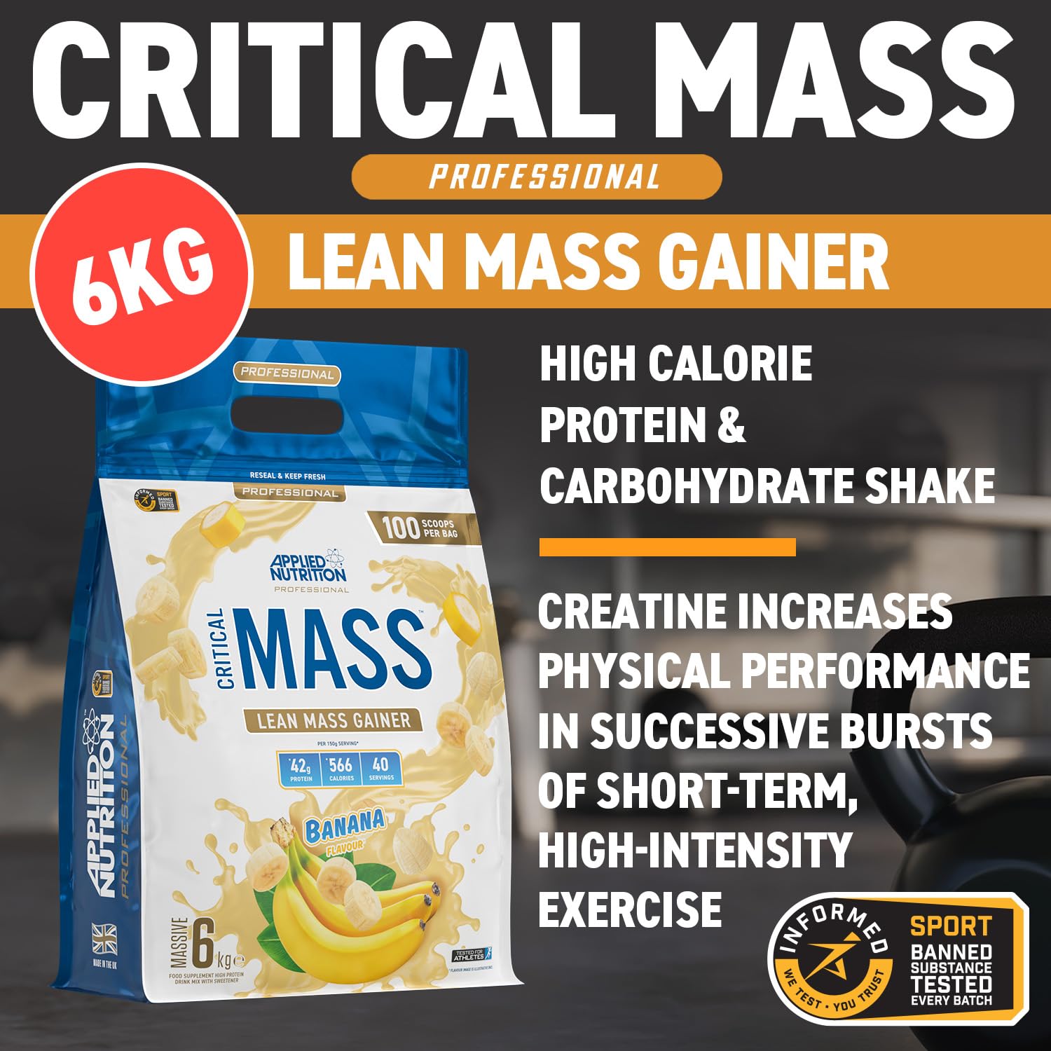 Applied Nutrition Critical Mass Professional Weight Gainer - 6000g for Muscle Growth & Recovery | Perfect for Bodybuilders & Athletes