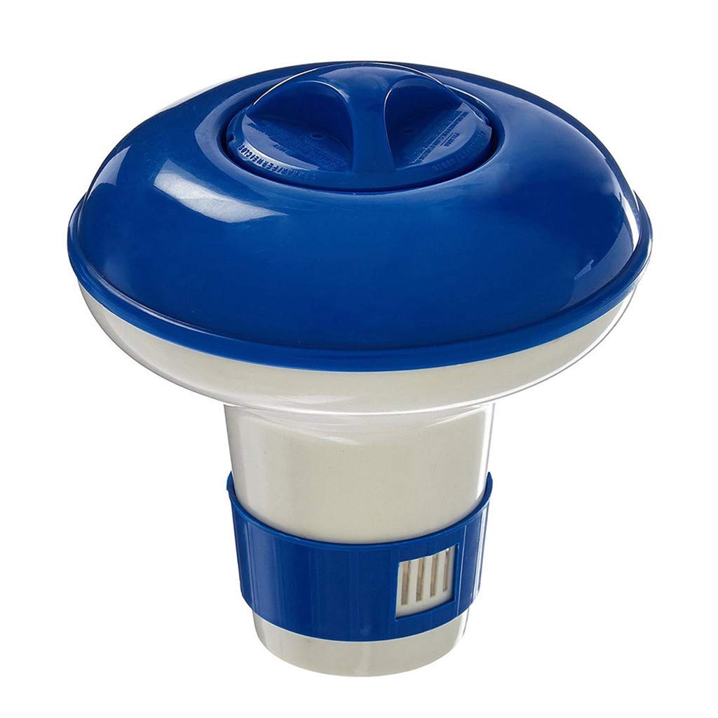 5-Inch Chlorine Deluxe Floating Pool Dispenser - Large White Swimming Pool Cleaner with Blue Shaker Contouring Tool for Crystal Clear Water - Perfect for In-Ground & Above-Ground Pools, Hot Tubs, and Spas