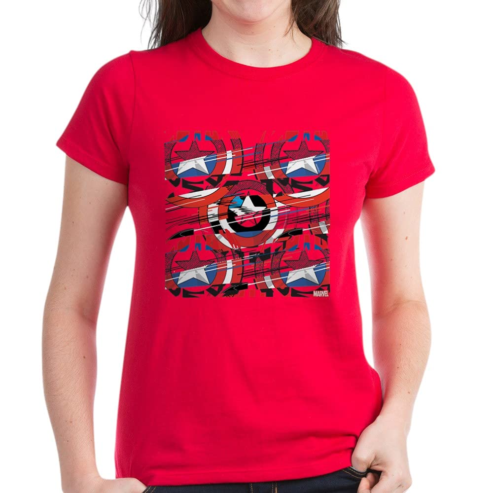 Captain America Shield Patriotic Women's Cotton T-Shirt | Marvel Avengers Superhero Graphic Tee | Perfect for Cosplay, Comic Con & Everyday Wear