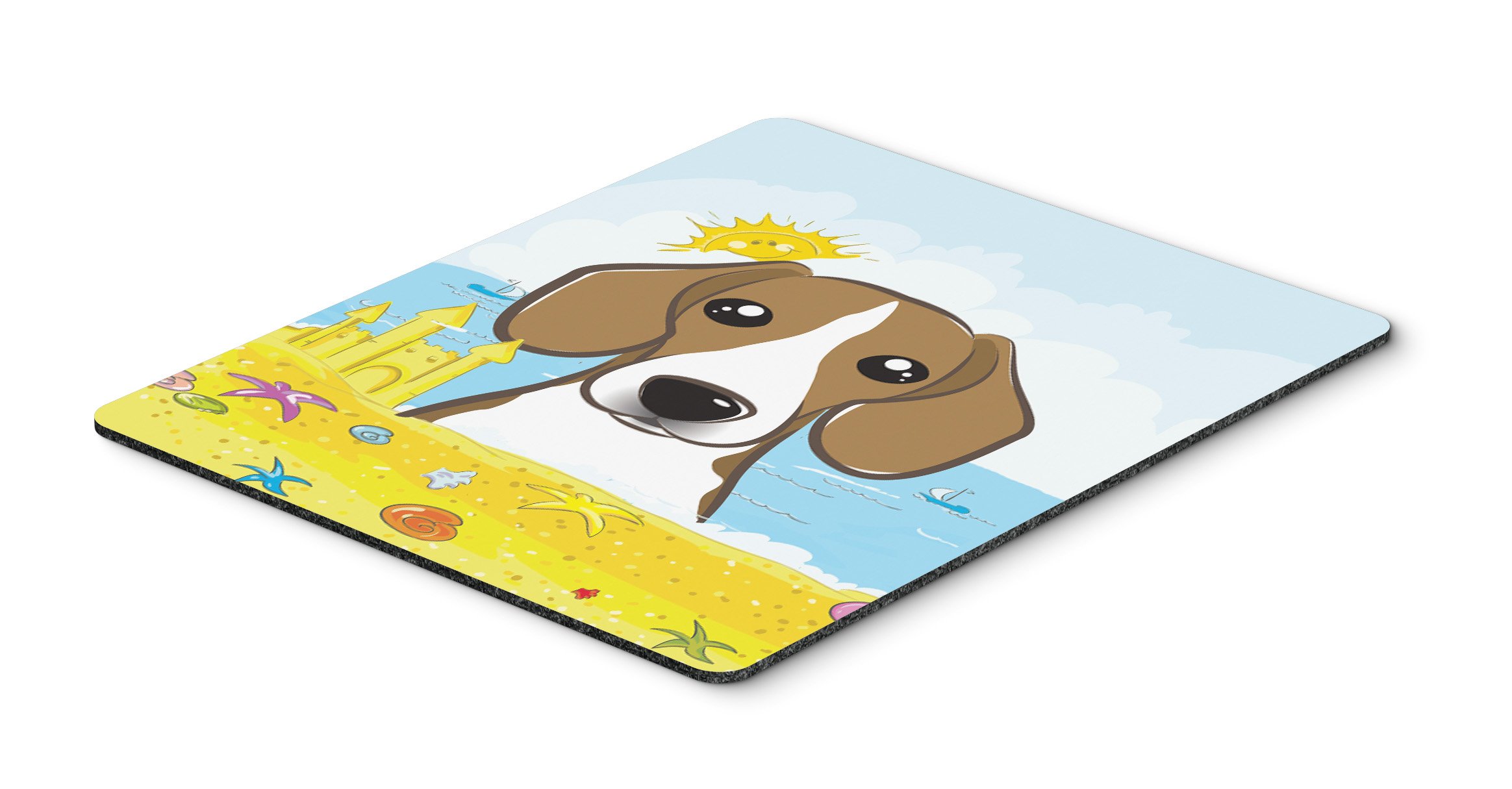 Beagle Summer Beach Mouse Pad - Large Washable Non-Slip Desk Mat for Home Office, Gaming & Computer Work | Cute Dog-Themed Hot Pad & Trivet for Kitchen Use | Perfect Gift for Pet Lovers & Beach Decor