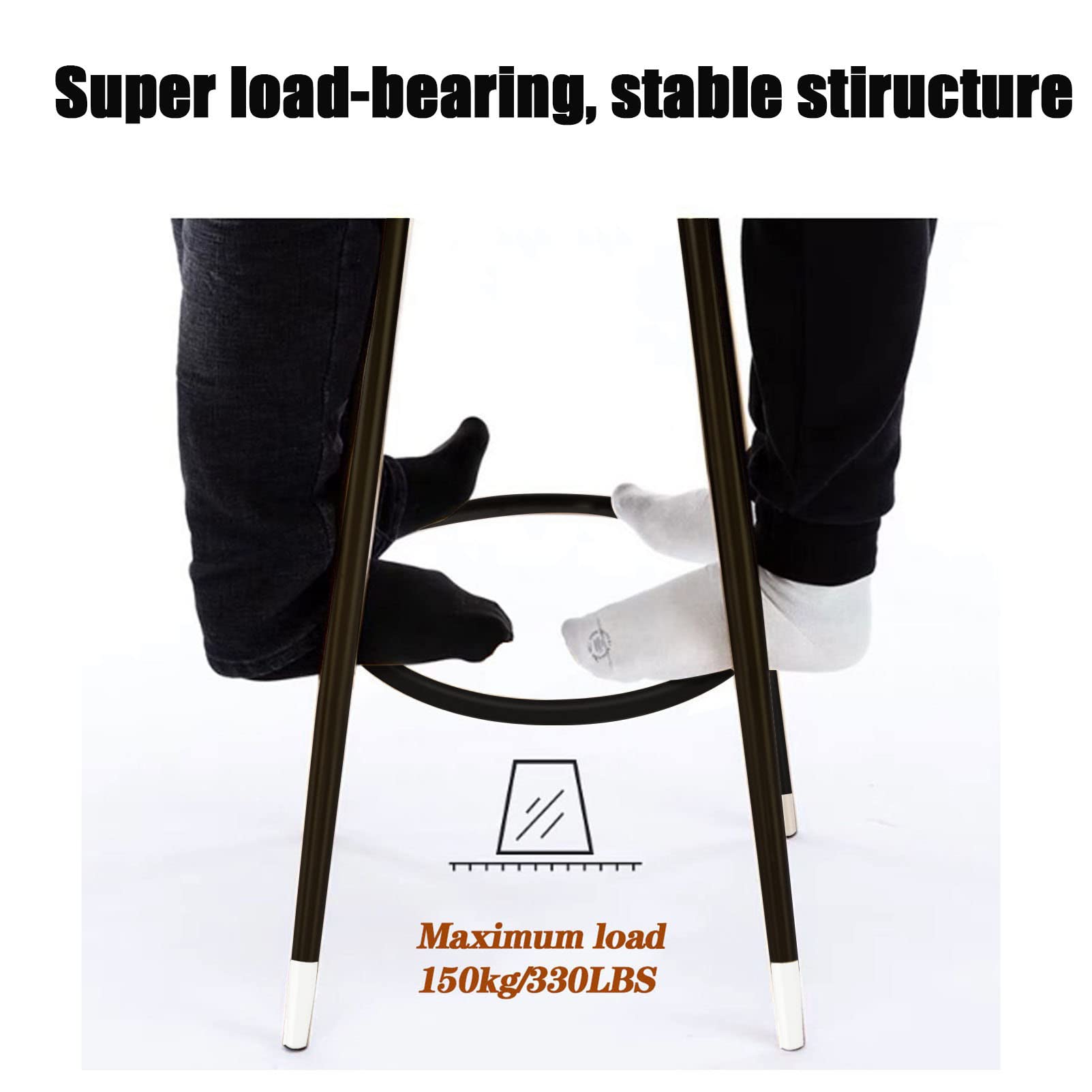 Velvet Padded Metal Bar Stools with Back - 300 LBS Capacity Counter Height Bar Chairs for Kitchen Island, Home Bar, and Dining Room Decor