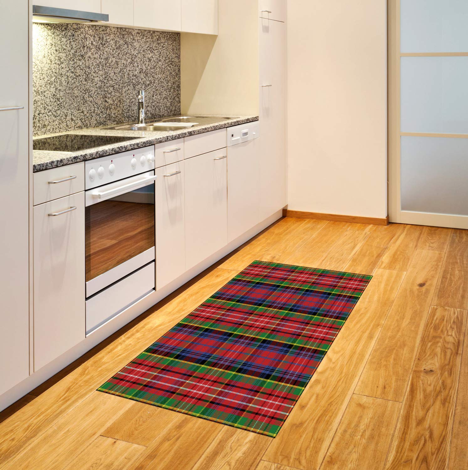 Ambesonne Tartan Plaid Area Rug - 2.6'x5' Scottish Traditional Pattern Abstract Squares Woven Accent Rug for Living Room, Bedroom, Dining Room - Red & Green Home Decor | Perfect for Cozy Winter Nights & Holiday Gatherings