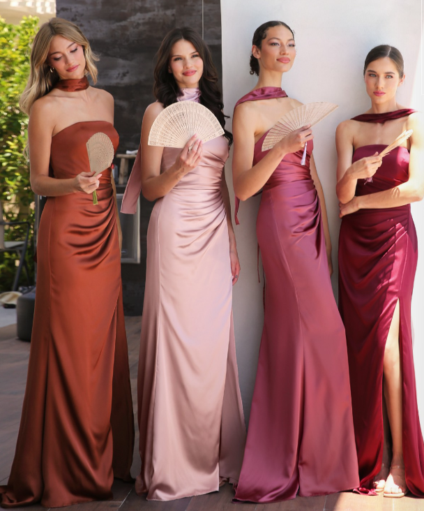 Nicolette Gown - Strapless Luxe Satin Prom Dress with Detachable Sash in Red | Perfect for Evening Gala, Wedding Guest & Formal Events