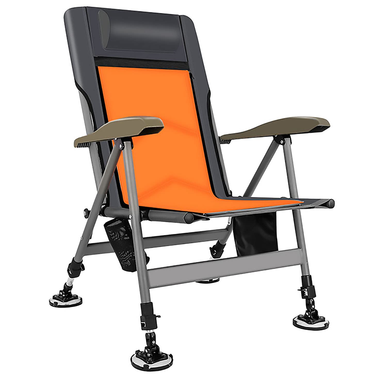 5-Gear Adjustable Folding Chair - Lightweight Portable Camping & Fishing Seat Stool for Hiking, Picnics, Beach, Garden - Perfect for Outdoor Adventures & Relaxation (Orange)