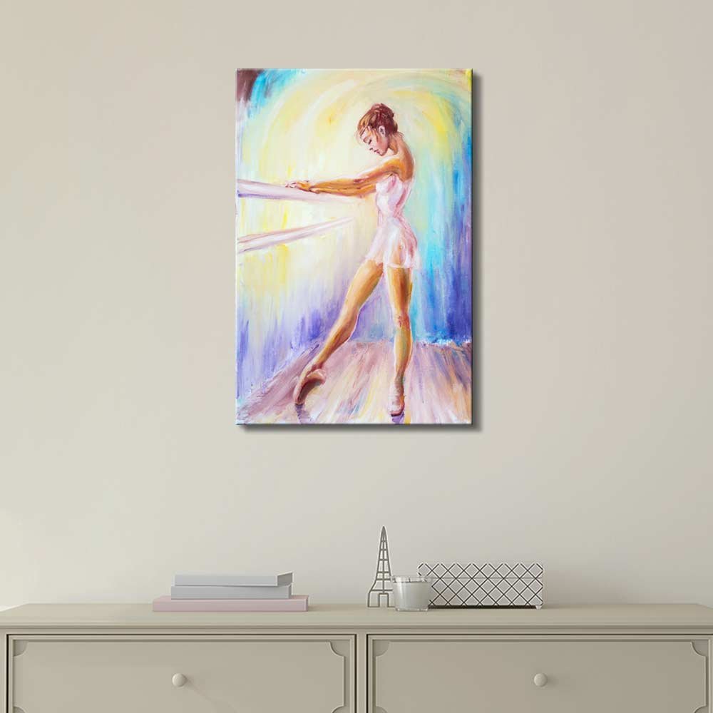Beautiful Young Ballerina Oil Painting Canvas Print - Modern Wall Art Decor for Living Room, Bedroom & Office - Stretched Gallery Wrap Ready to Hang - 32x48 Inch - Perfect Gift for Dance Lovers & Ballet Enthusiasts
