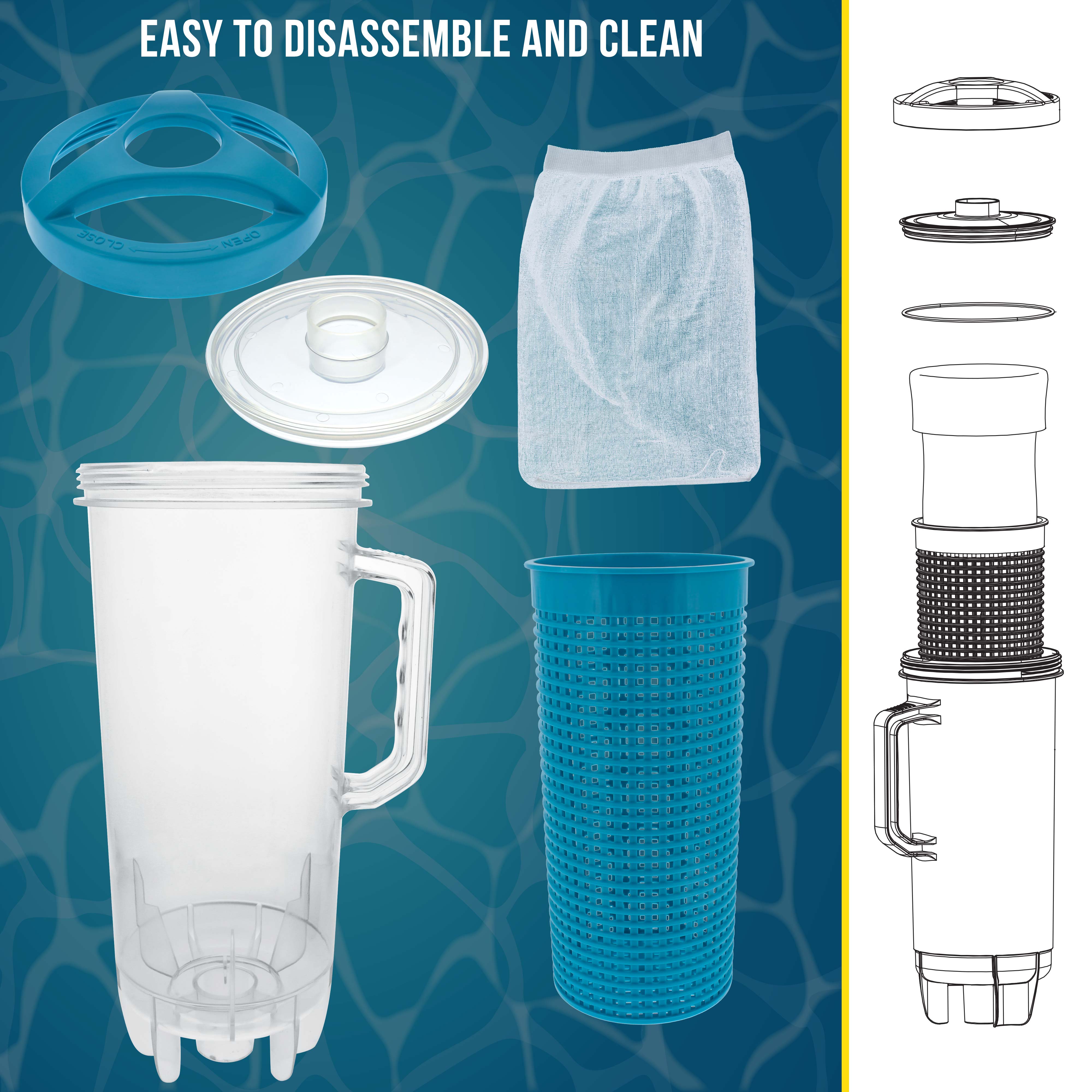 **U.S. Pool Supply® Inline Pool Leaf Canister with Large Plastic Mesh Basket & Mesh Bag – Fits 1.5” Pool Cleaner Vacuum Hose – Skims Leaves, Prevents Clogging – Ideal for Inground & Above Ground Pools**