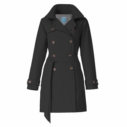 Happy Rainy Days Women's Trench Coat - Waterproof Long Raincoat in Black, X Small - Perfect for Commuting, Travel & Spring Weather Protection