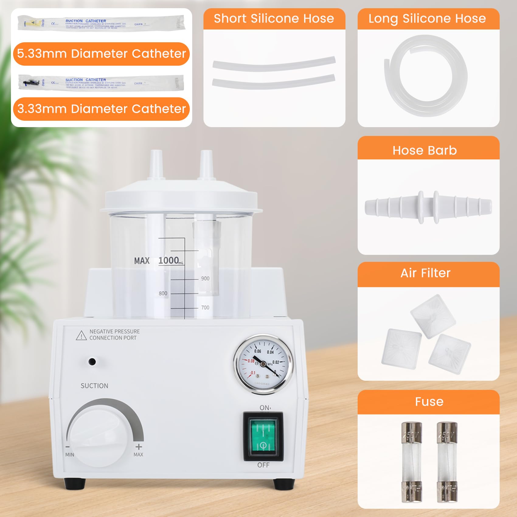 Portable Veterinary Suction Machine for Pets - 1000ml Capacity, 110V Home Use with Strong Suction Power | Ideal for Pet Grooming, Wound Care & Emergency First Aid at Home