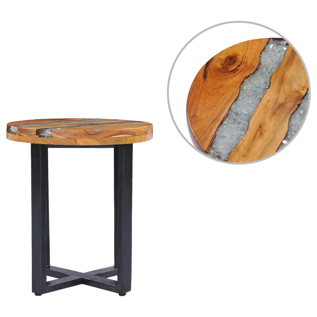 Handmade Solid Teak Wood Coffee Table with Polyresin - 15.7