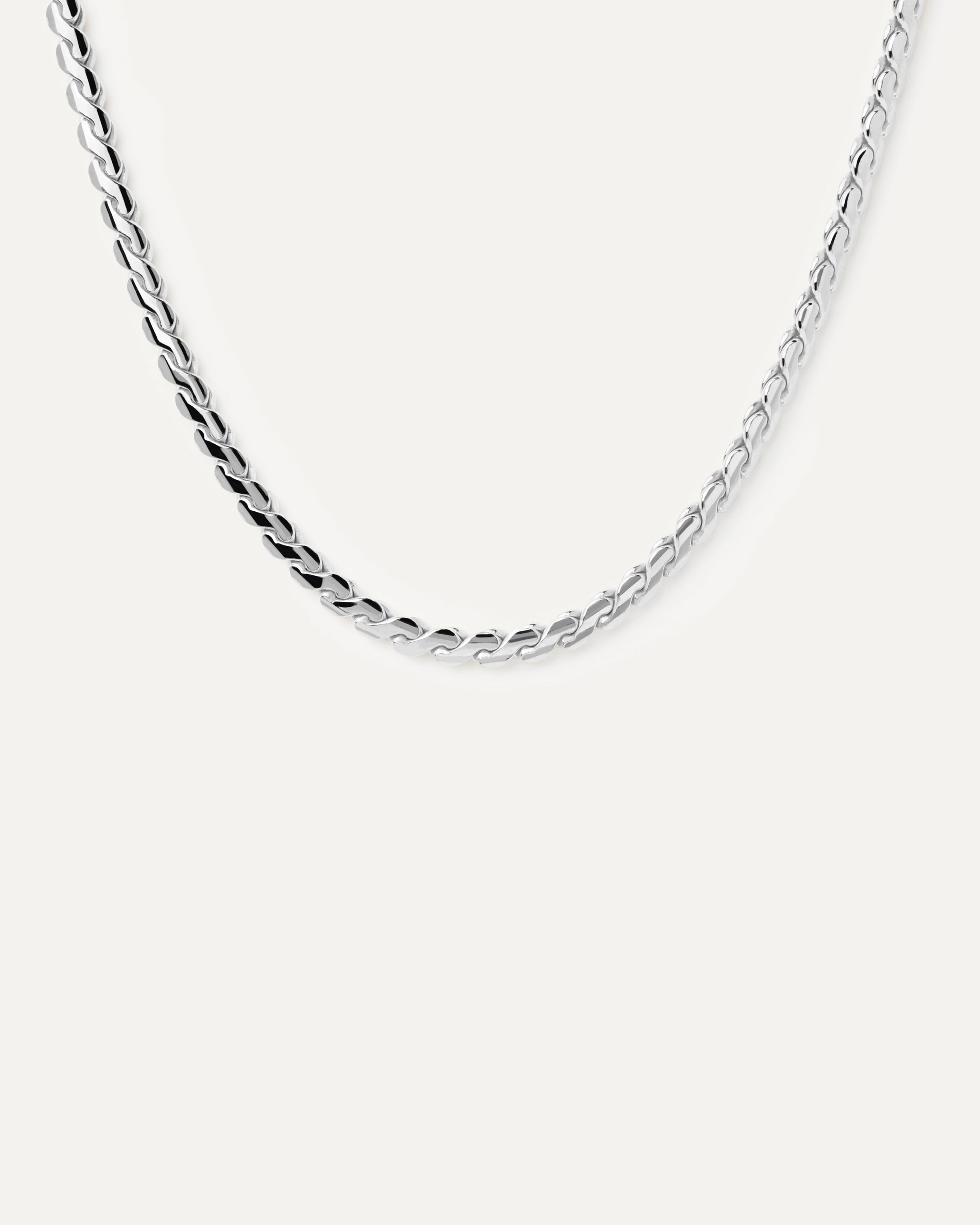 Stylish Large Serpentine Silver Chain Necklace for Women - Elegant Layering Piece for Everyday Wear, Date Nights & Special Occasions
