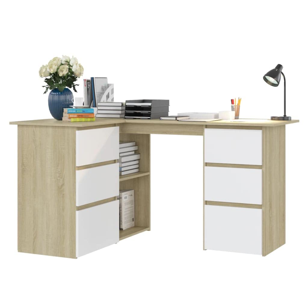 Industrial L-Shaped Corner Computer Desk 57.1