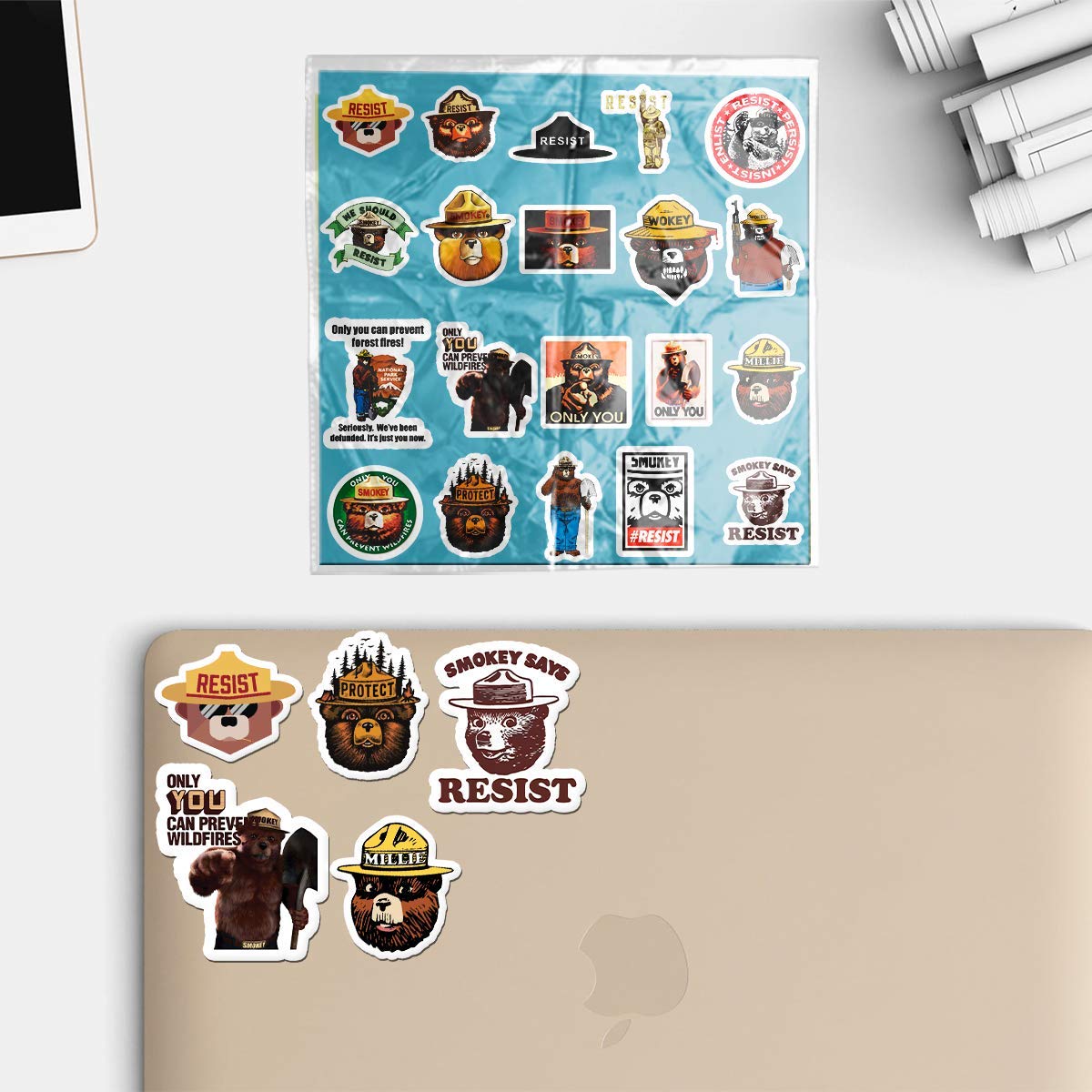 20-Piece Smokey Aesthetic Vinyl Stickers - Waterproof, Colorful Decals for Water Bottles, Laptops, Scrapbooking, Luggage, Guitars & Skateboards - Perfect for DIY Crafts, School Supplies & Personalizing Your Belongings