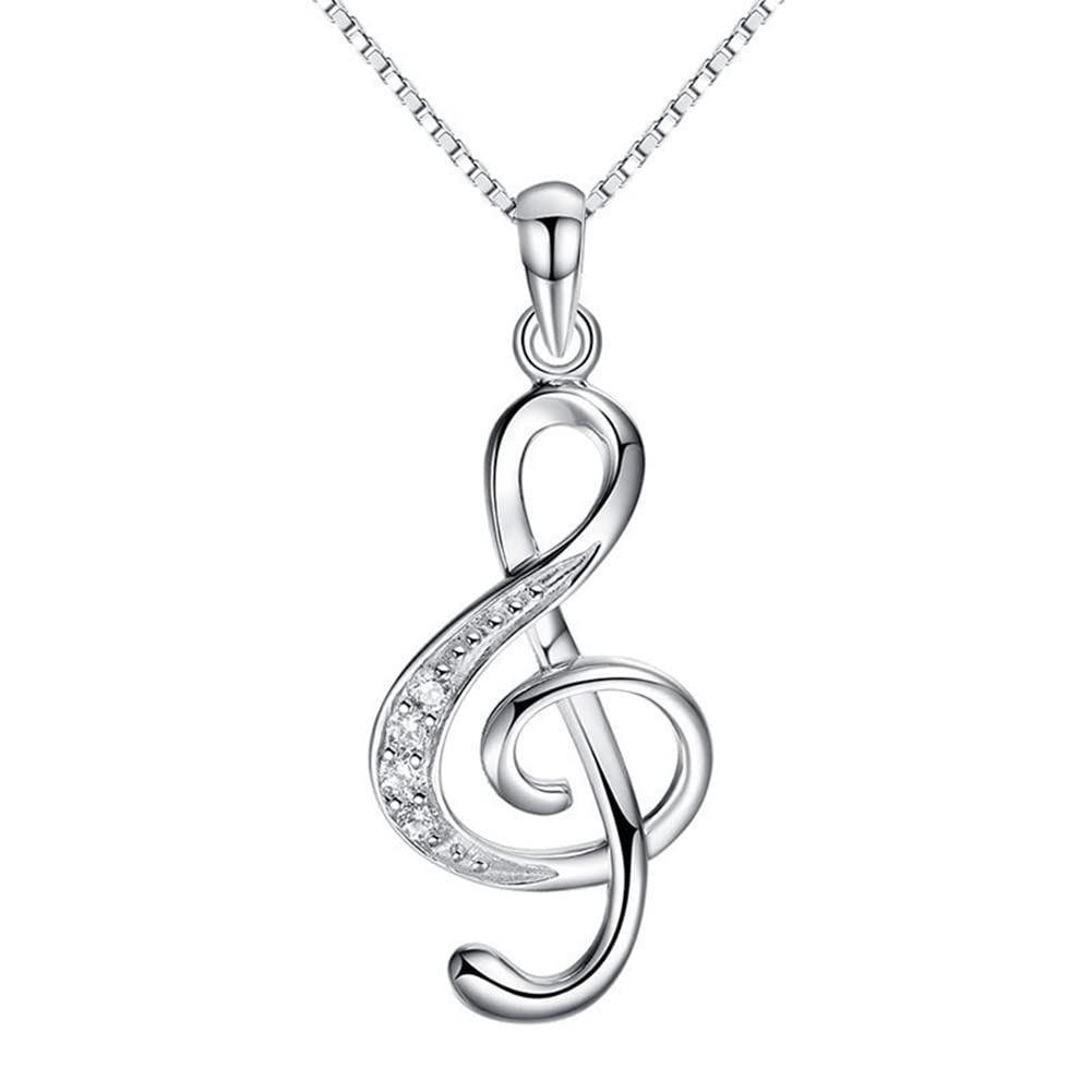 ShiQiao Sterling Silver Music Note Necklace for Women - Elegant Gift for Musicians, Pianists, Birthday, Christmas - Perfect for Girlfriend, Daughter, Sister & Best Friend - Ideal for Concerts, Recitals & Special Occasions