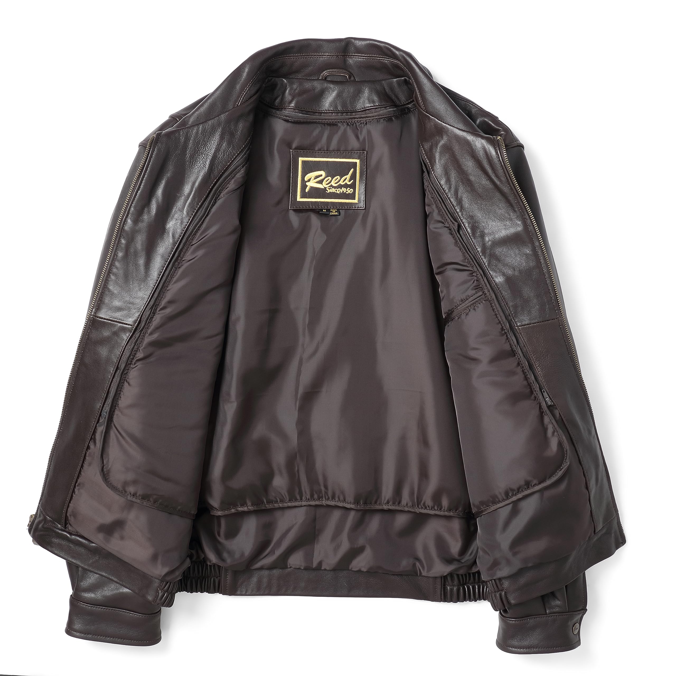REED Men's New Zealand Lambskin Leather Jacket - Genuine Sheepskin Biker Coat for Motorcycle Riding & Casual Winter Wear