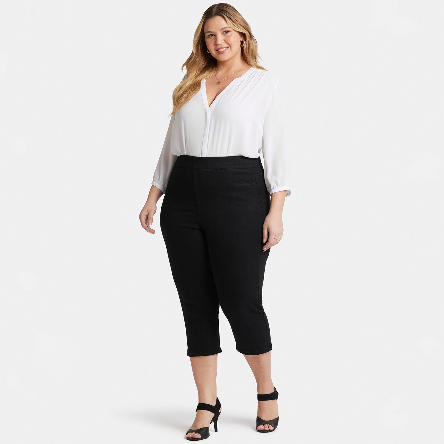 Dakota Crop Pull On Jeans for Women - Plus Size Overdye Black Stretch Denim Pants | Comfortable Casual Wear for Everyday Outfits & Work