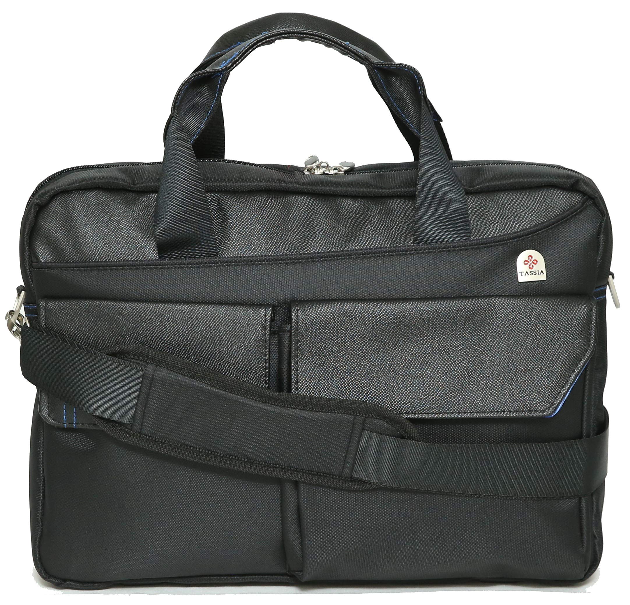 Tassia Luxury 15.6 Inch Laptop Briefcase for Business - PU Leather Look Trim with 10 Inch Tablet Pocket - Perfect for Office, Travel & Commuting