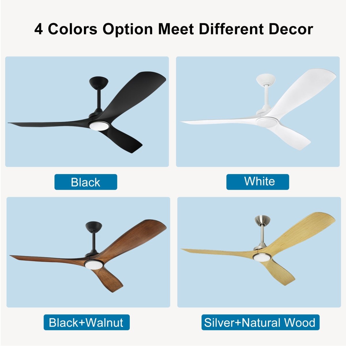 Depuley 52 Inch Modern Ceiling Fan with LED Lights and Remote Control - Ultra Quiet Reversible DC Motor, 3 Color Temperature Adjustable Lighting - Perfect for Bedroom, Living Room, Study or Patio - Energy Efficient Low Profile Flush Mount Design