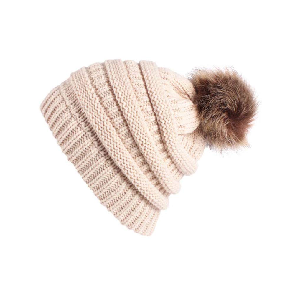 Soft Stretch Cable Knit Ribbed Faux Fur Pom Pom Beanie Hat - Warm Winter Knit Hat for Women & Men - Perfect for Skiing, Snowboarding & Outdoor Activities