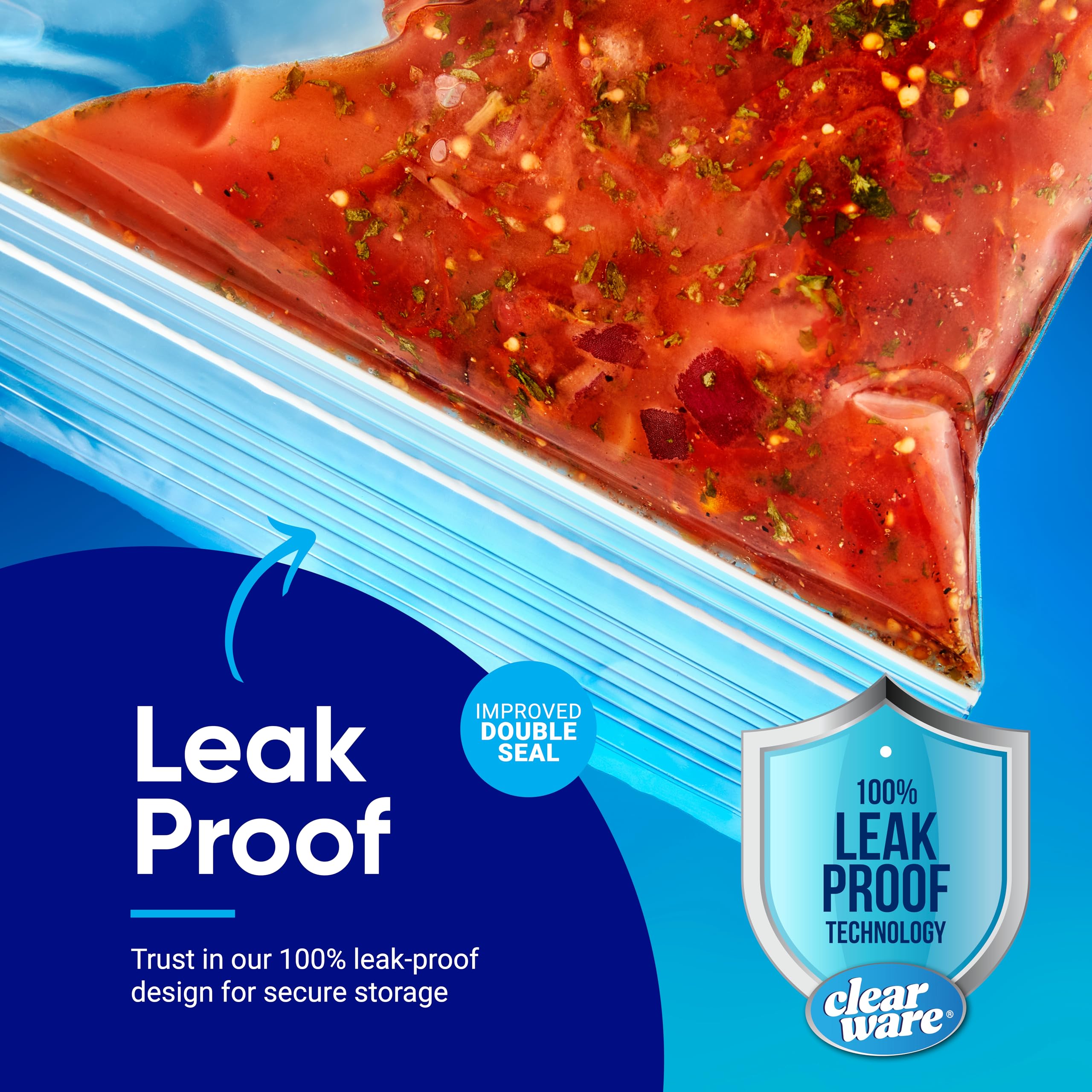 2 Gallon Heavy Duty Storage Bags with Double Zipper Seal - 60 Count BPA-Free, Microwave Safe Food Storage Bags for Lunch, Snacks & Meal Prep - Perfect for Freezing, Organizing & Sous Vide Cooking (2 Pack)