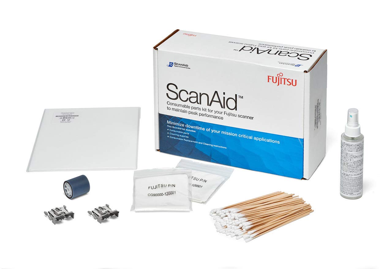 Fujitsu CG01000-524301 SCANAID Cleaning Kit for FI-6000NS/FI-6010N Scanners - Includes 2 Pads, 1 Pick Roller - Maintenance Kit for Document Scanners - Perfect for Office & Home Use
