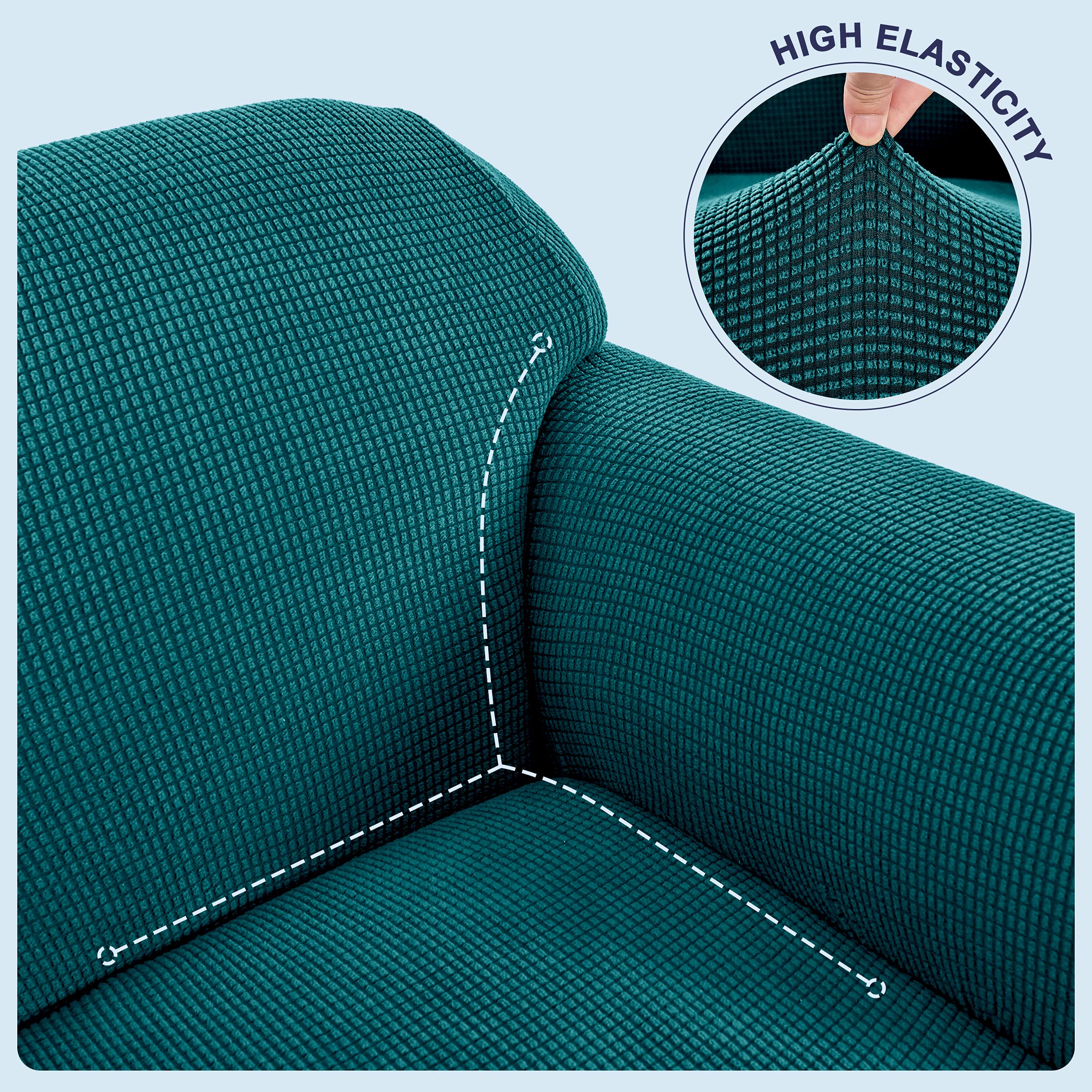 SUBRTEX Stretch Sofa Cover - Elastic Slipcover for Couch, Loveseat & Armchair - Washable Furniture Protector for Living Room (Turquoise) | Perfect for Home Decor, Pet Protection & Spill Prevention