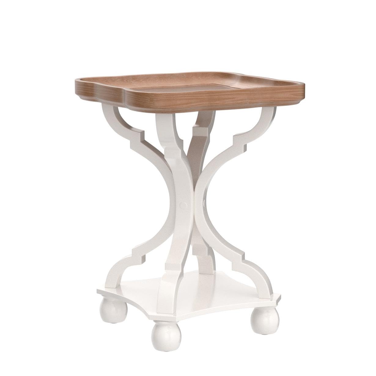 LONYKE Farmhouse End Table - Rustic Accent Side Table with Natural Tray Top, Handcrafted Finish, Modern White Nightstand for Living Room, Bedroom, or Dining Room - Perfect for Cozy Family Spaces