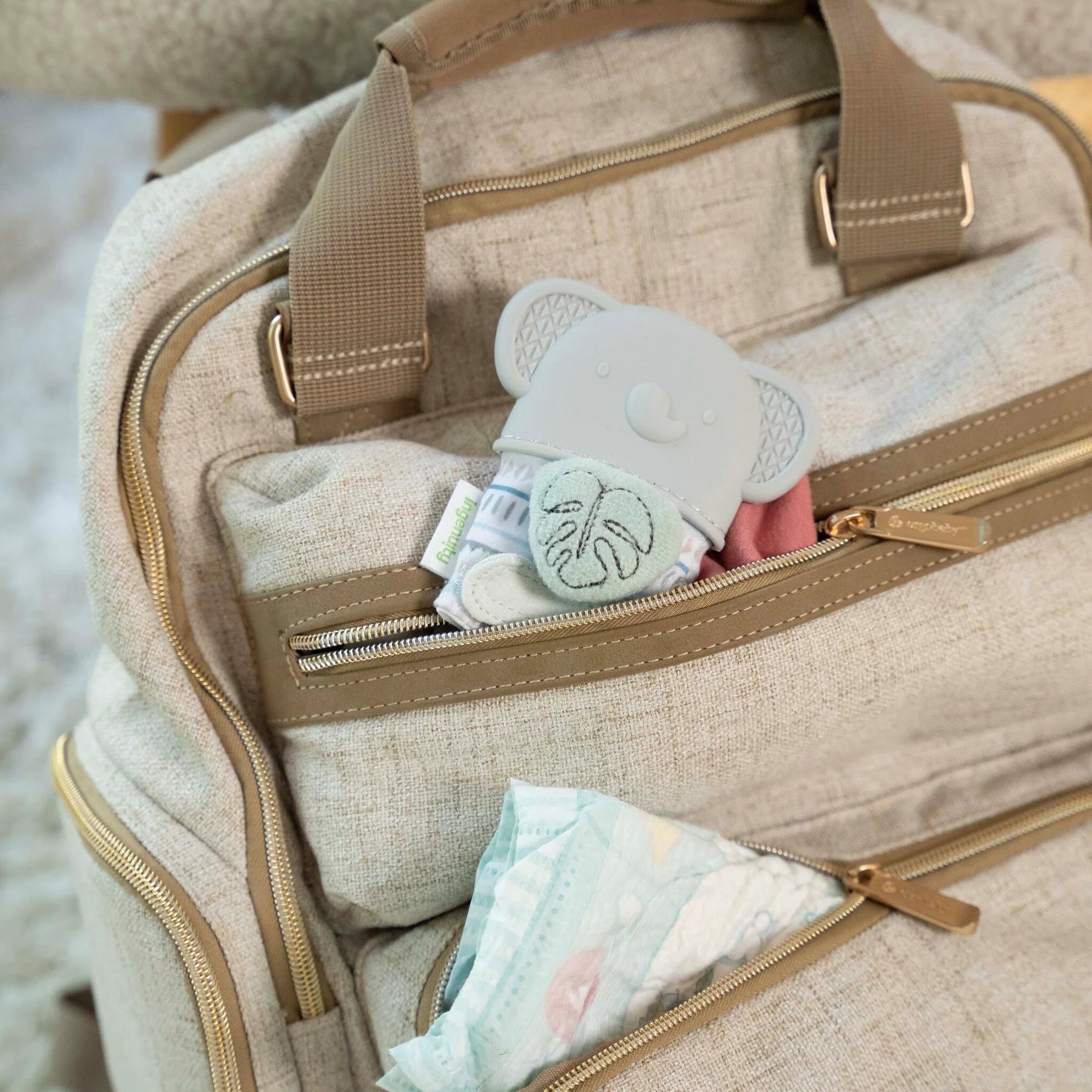 Ingenuity Van the Elephant Baby Teething Mitt & Rattle - Soothing Teether Toy for Infants, Soft Chewable Mitten with Rattle Sound for Newborns & Toddlers - Perfect for Teething Relief, Sensory Play & On-the-Go Comfort