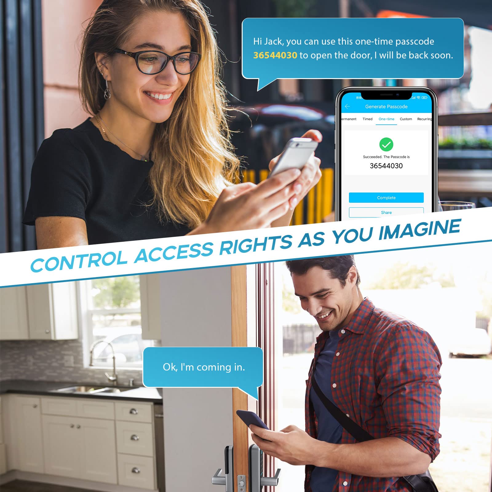 OLUMAT Smart Keyless Entry Door Lock - Fingerprint & Keypad Digital Deadbolt with Handle for Home, Office, Hotel (Easy Installation & Alexa Compatible) - Perfect for Rentals, Garages & Vacation Homes