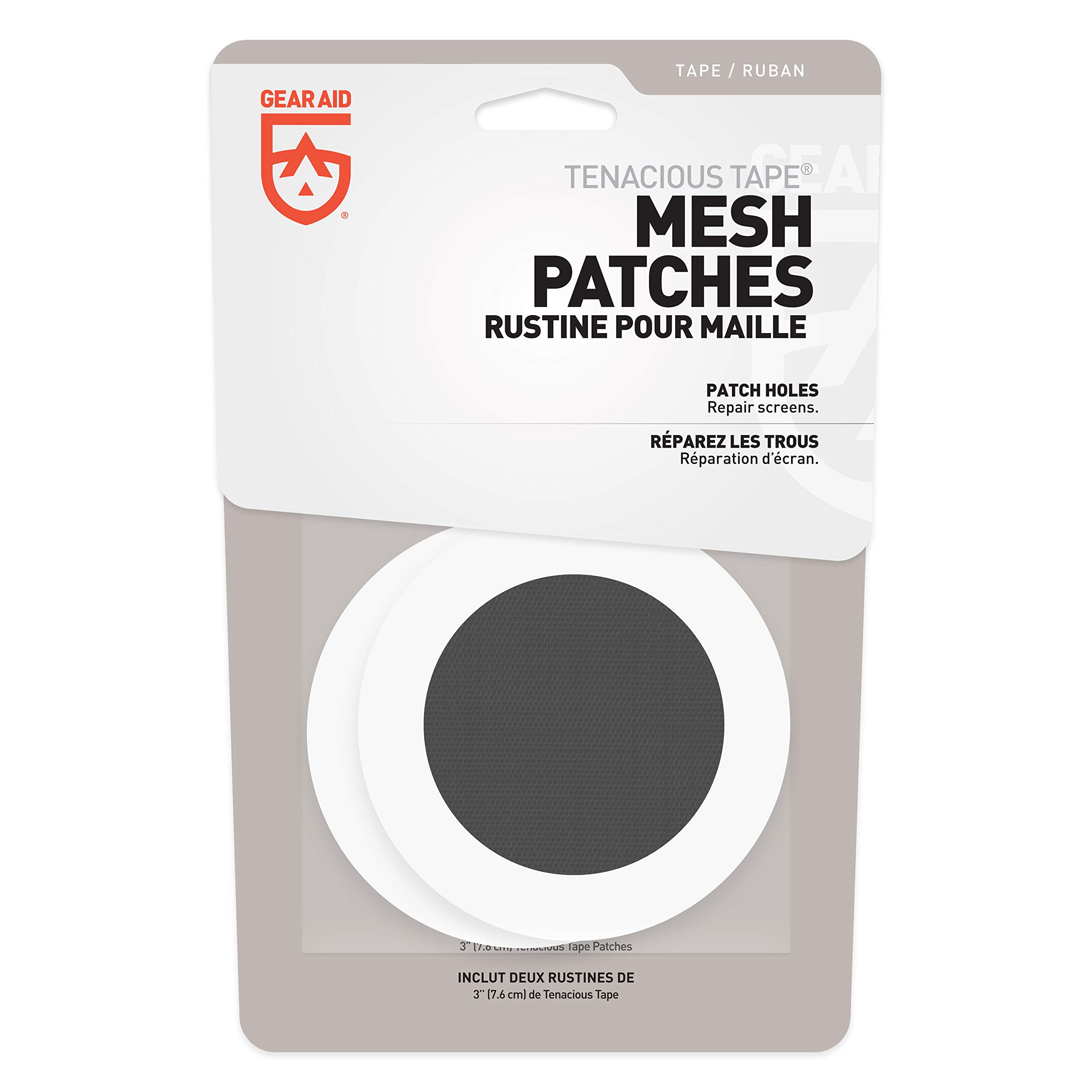 GEAR AID Tenacious Tape Mesh Patches for Tent and Bug Screen Repair - 3” Rounds | Durable Outdoor Gear Repair Kit for Camping, Hiking & Backpacking
