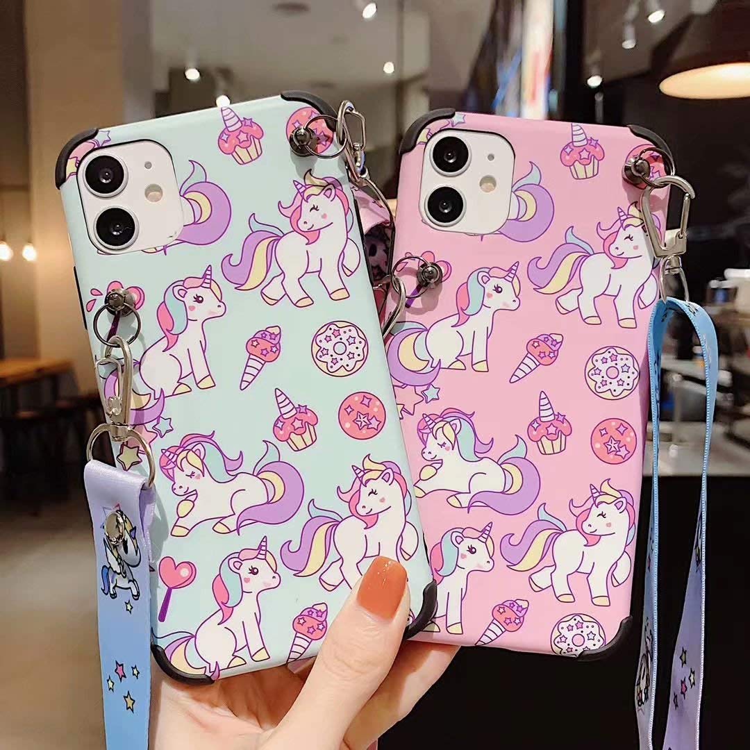 Cute 3D Unicorn Cartoon TPU Case for iPhone 11 Pro Max - Kawaii Pink Protective Phone Cover with Lanyard & Stand for Women & Girls | Perfect for School, Work, and Everyday Use