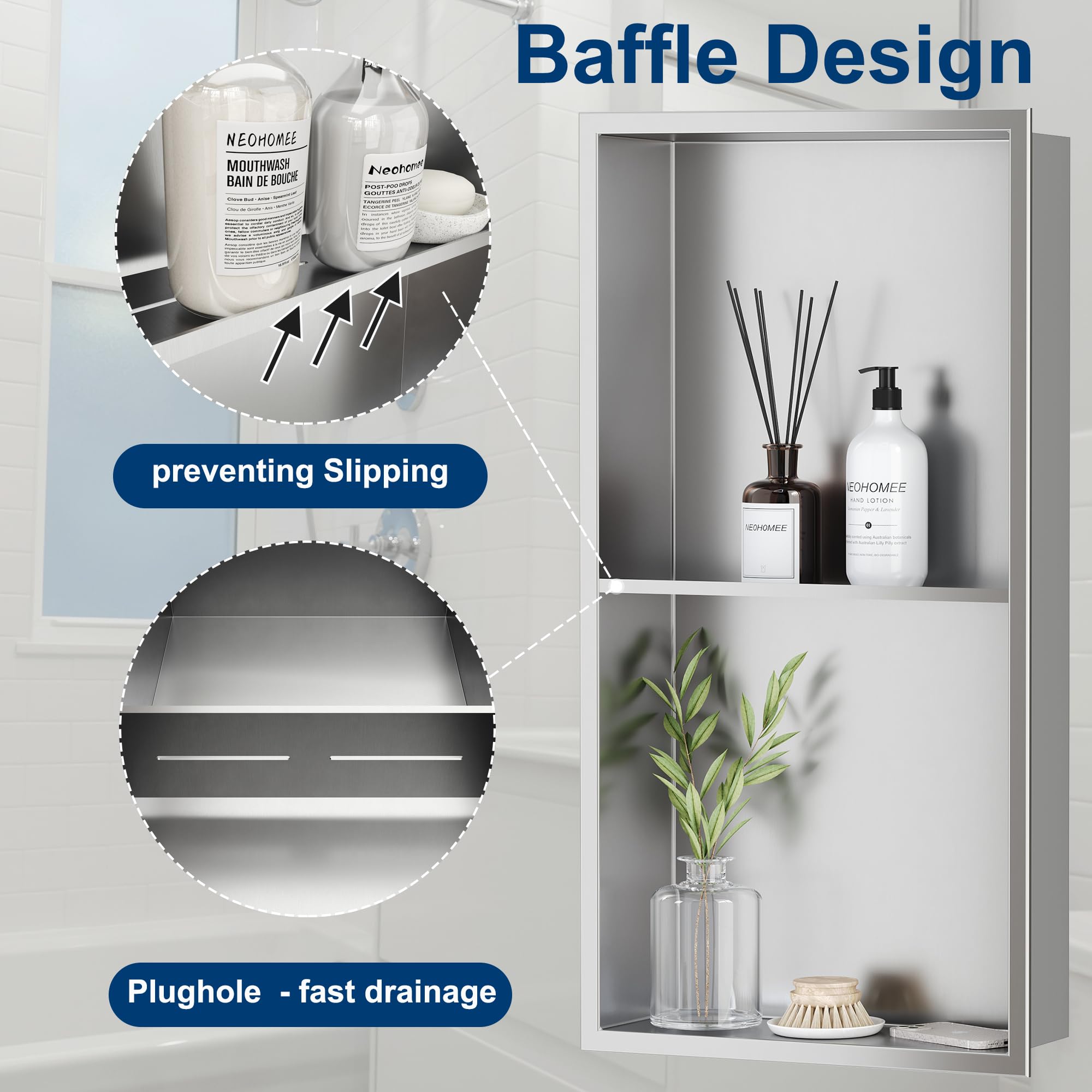 Neodrain No Tile Shower Niche - 13.1
