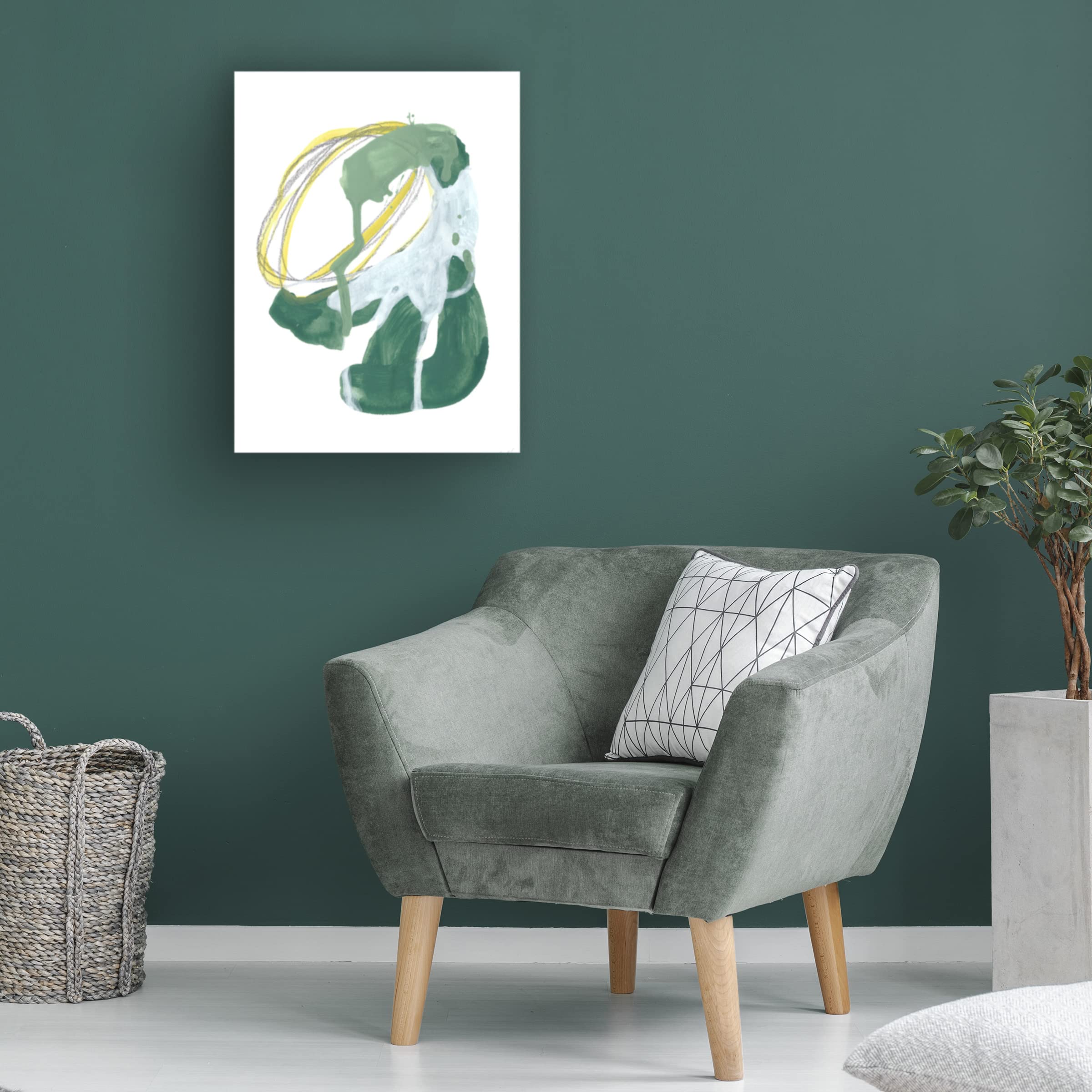 Green Discus II Canvas Art Print by June Erica Vess - Modern Abstract Wall Decor for Living Room, Bedroom & Office - Trademark Fine Art Collection