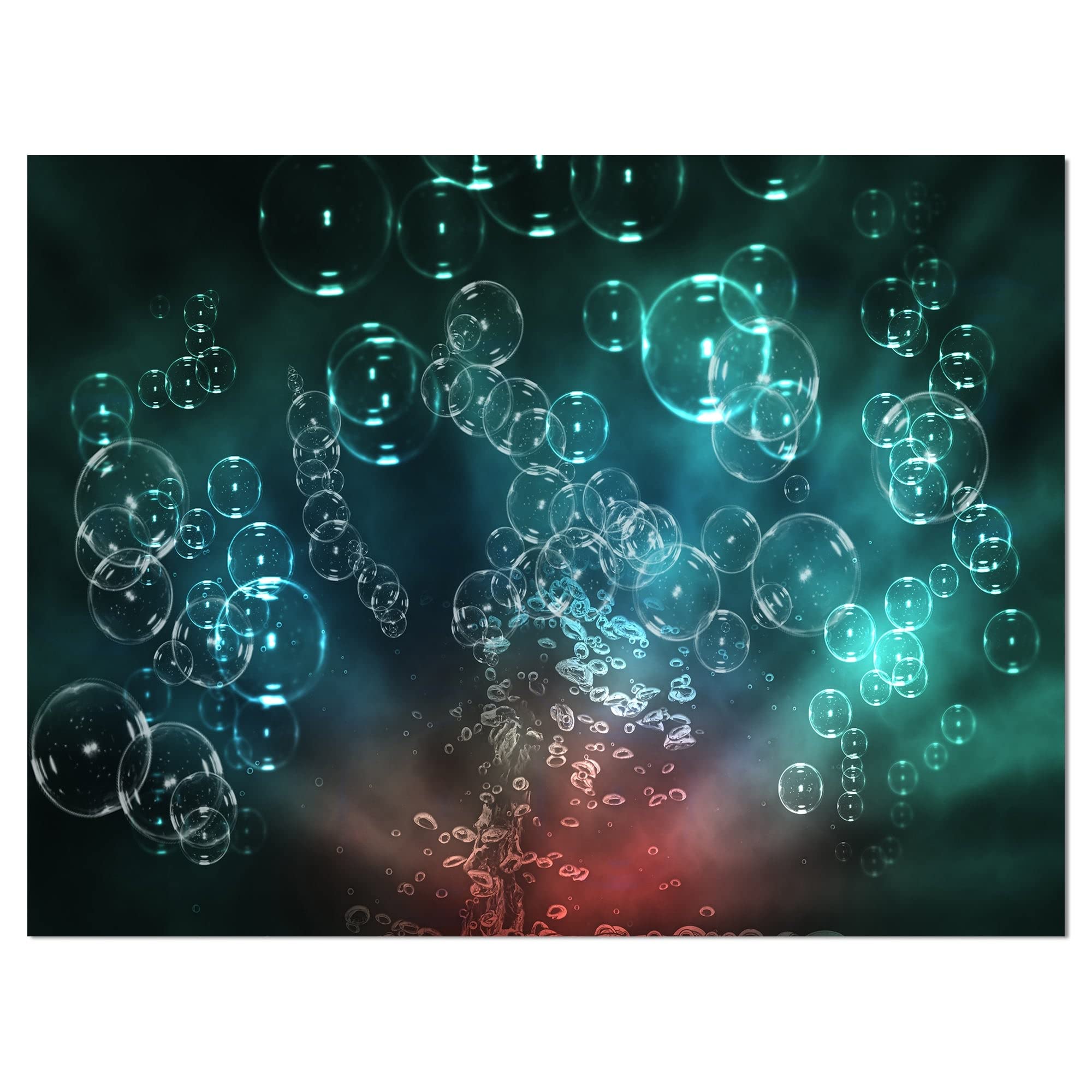 Bubbles Underwater Abstract Digital Art Print - 40x30 Inch Framed Canvas Wall Decor for Living Room, Bedroom & Office