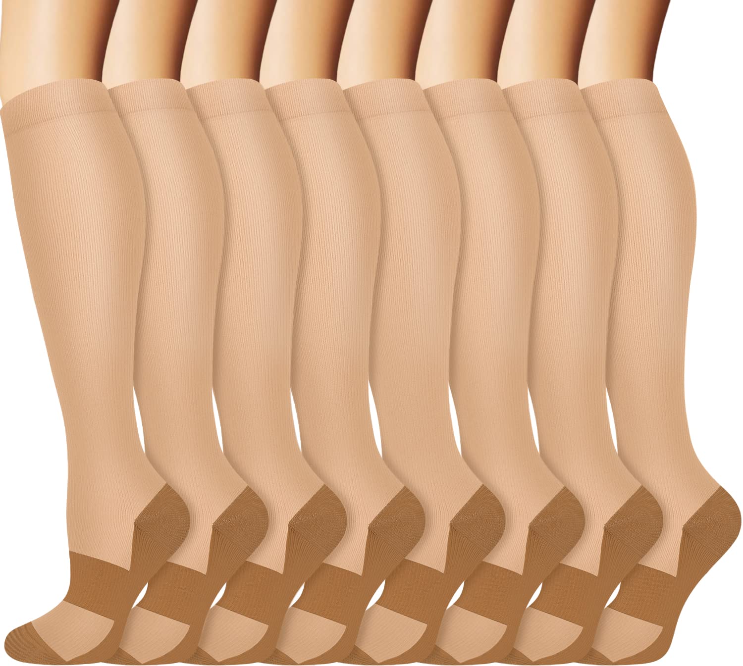Best Copper Compression Socks for Men & Women - 15-20mmHg Graduated Support (8 Pairs) - Improve Circulation for Running, Cycling, Athletic Performance & Travel - Perfect for Sports Recovery & Long Flights
