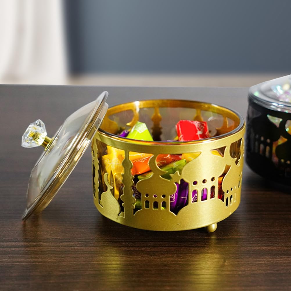 Lurrose Ramadan Candy Jar with Lid - Eid Mubarak Snacks Container for Kitchen & Party