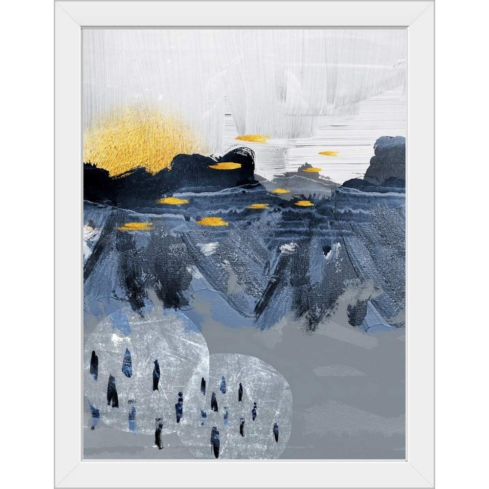 Abstract Landscape White Framed Art Print - Modern Wall Art Decor for Living Room, Bedroom & Office