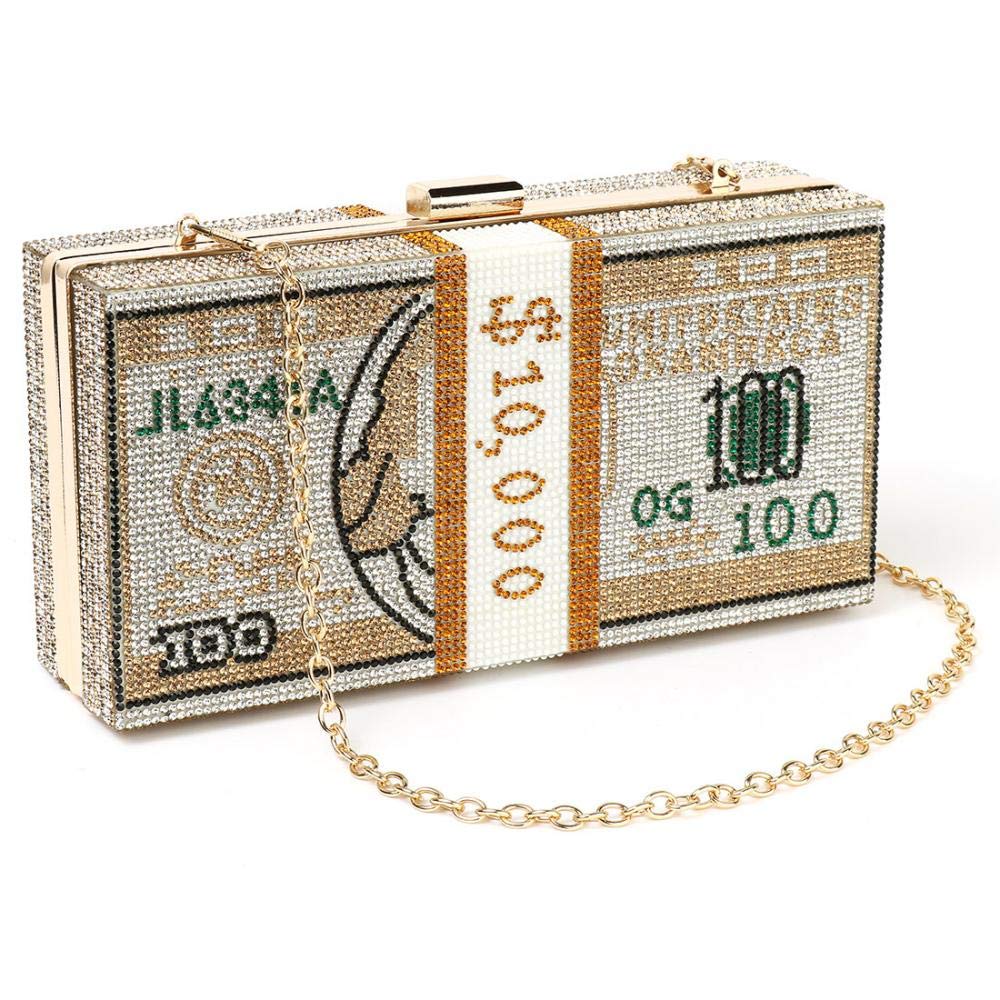 Elegant Rhinestone Evening Clutch Purse for Women - Detachable Chain Strap Cash Money Handbag - Perfect for Parties, Weddings & Formal Events